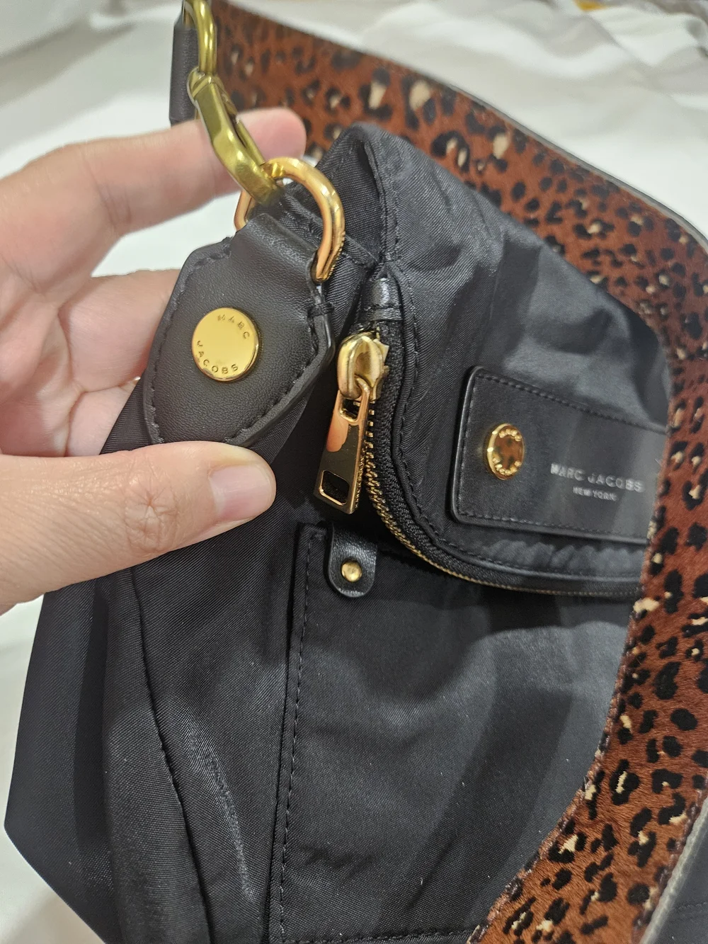 Marc Jacobs Black Nylon Crossbody Bag with Gold Hardware